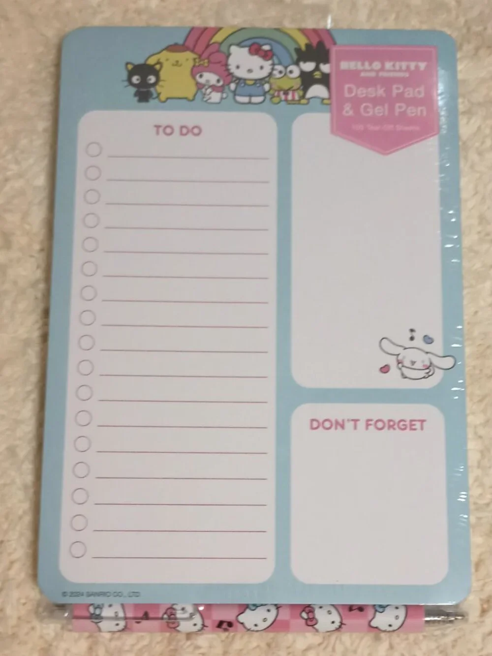 NWT ~ Hello Kitty Desk Note Pad with 100 Tear Off Sheets & Coordinating Gel Pen